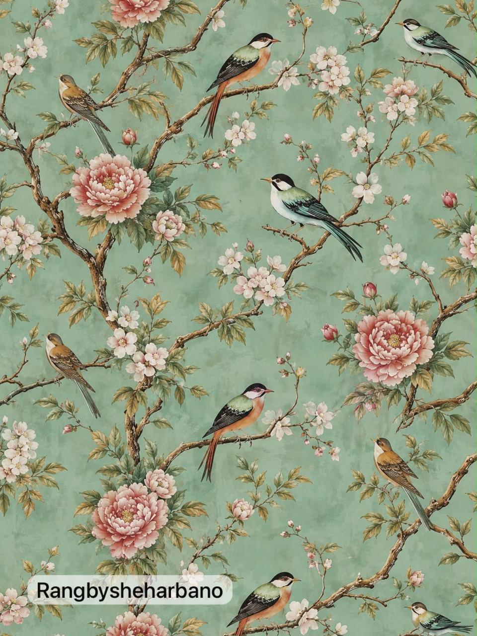 Rice Paper-Floral Bird Design