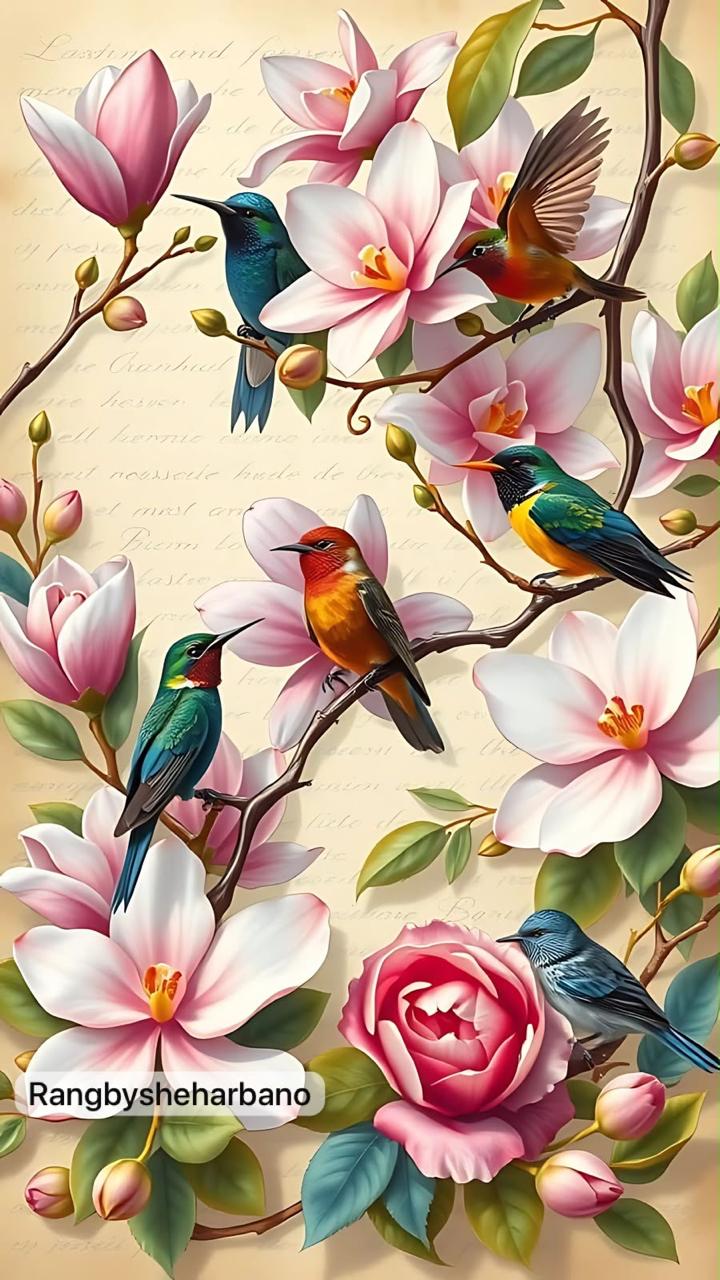 Rice Paper-Floral Bird Design