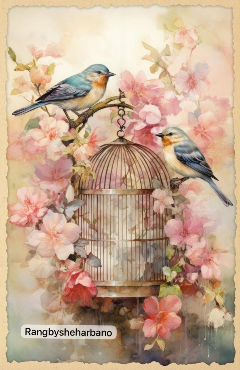 Rice Paper-Floral Bird Design