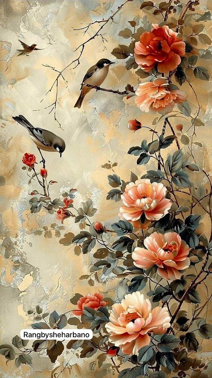 Rice Paper-Floral Bird Design