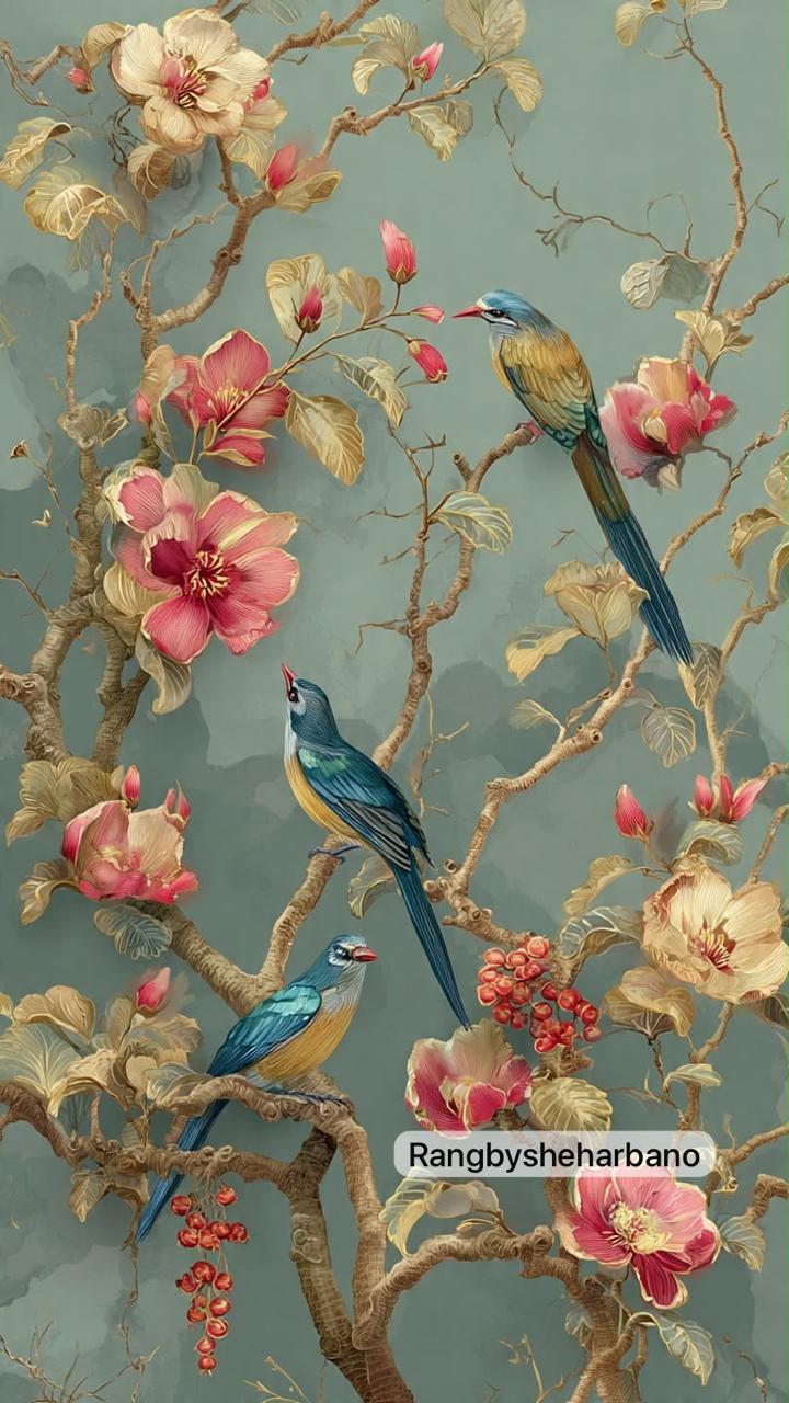 Rice Paper-Floral Bird Design
