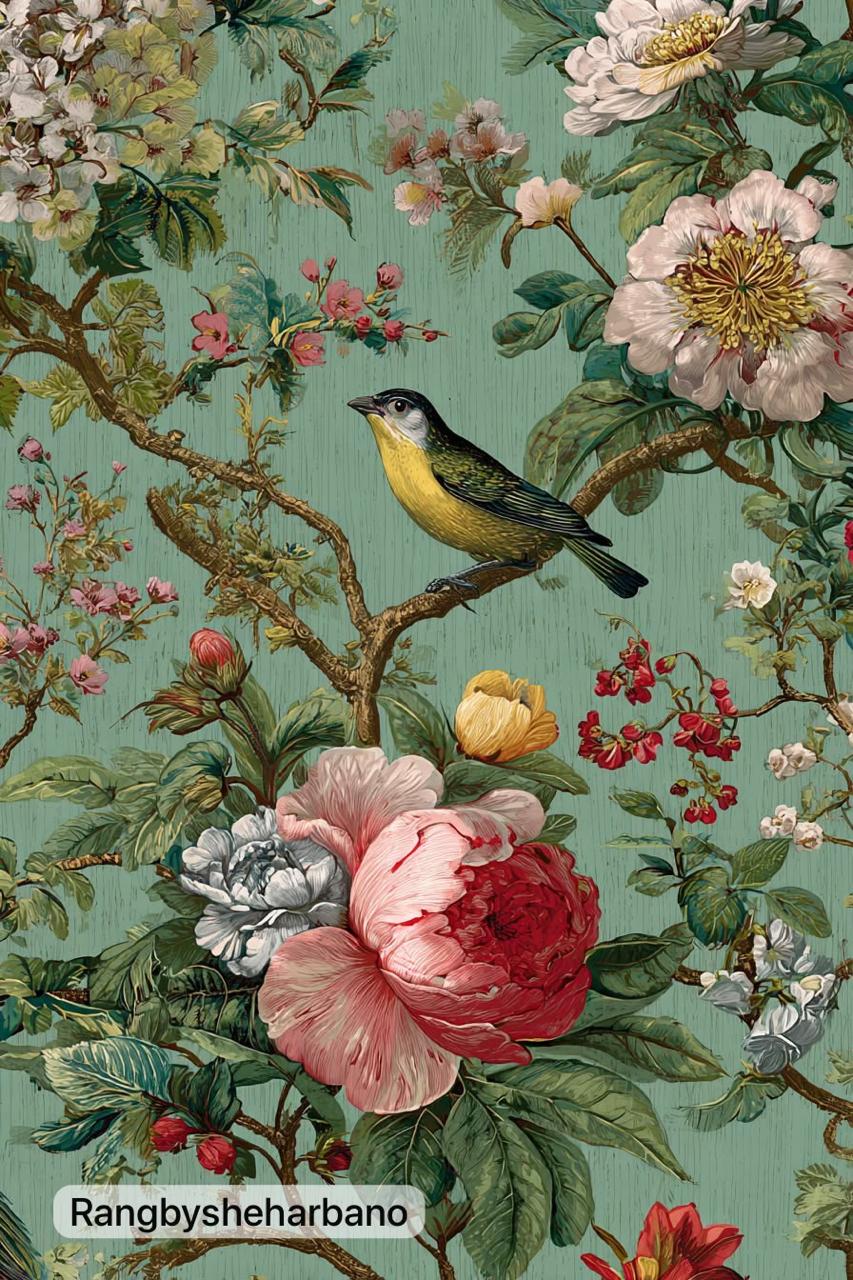 Rice Paper-Floral Bird Design