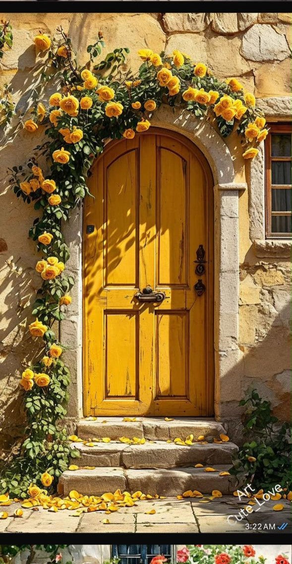 Rice Paper-Floral Door Design