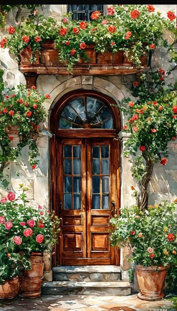Rice Paper-Floral Door Design