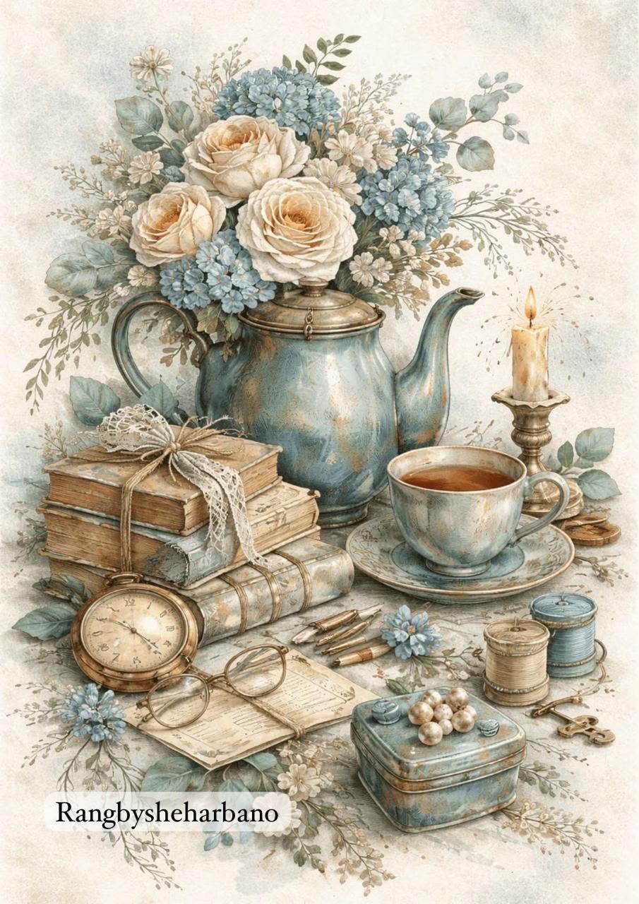 Rice Paper-Floral Tea Set Design