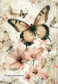 Rice Paper-Floral Butterfly Design